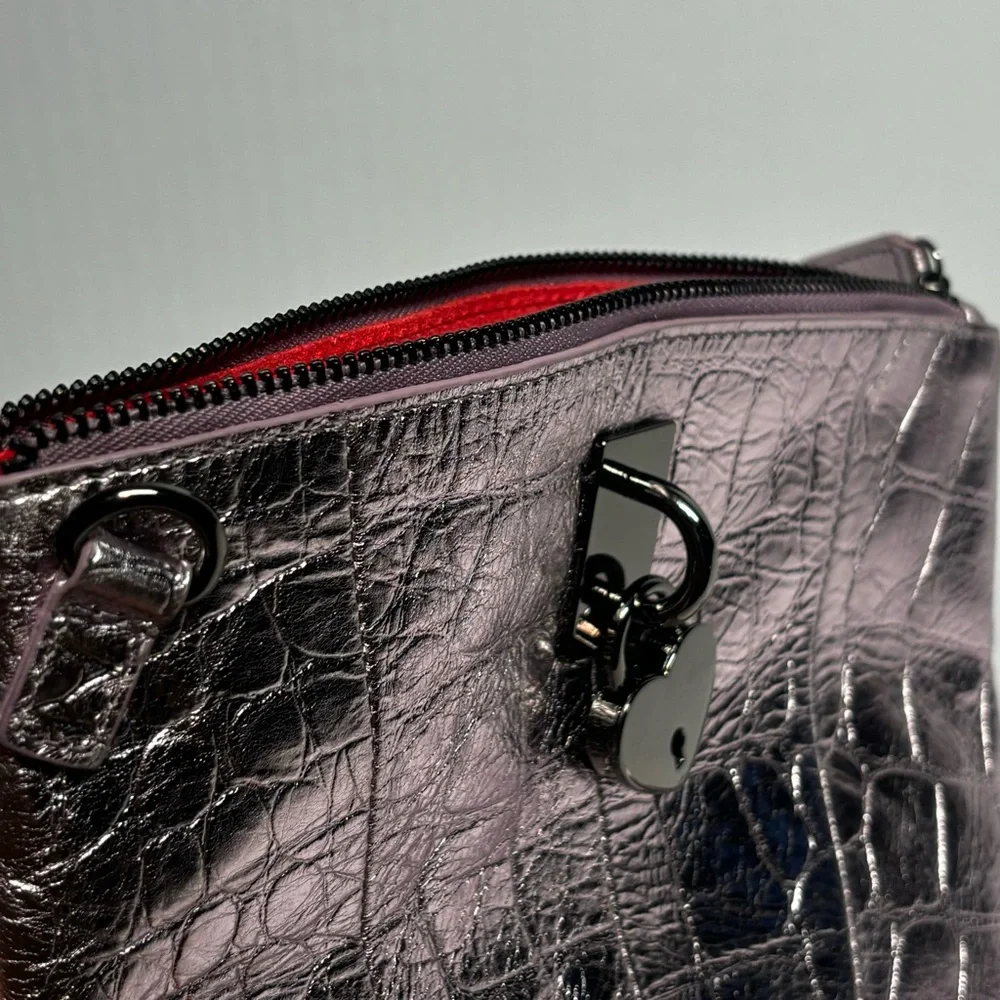 Sharif Metallic Lilac Wristlet Clutch - Stylish Evening Bag